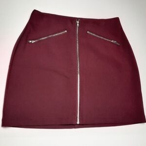 Charlotte Russe Pencil Zipper Skirt Mini Burgundy Womens Size Medium